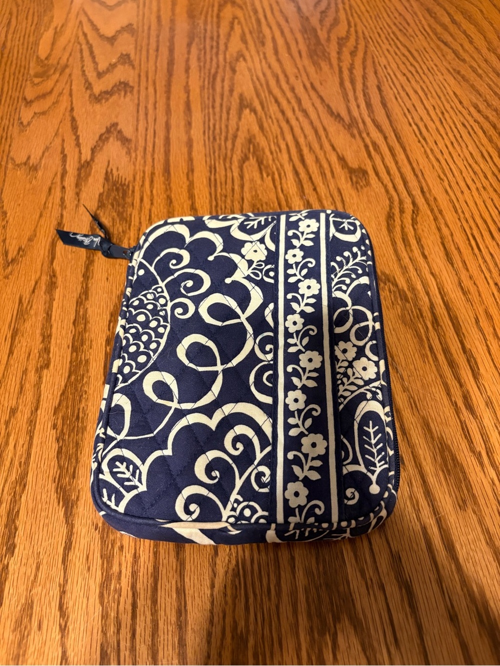 Vera Bradley Navy and White Quilted Floral Zip Pouch